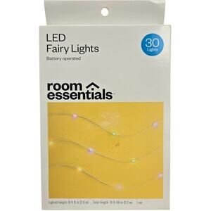 LED Dewdrop Fairy String Lights 10.5 ft 30ct, Pastel, Batteries Op., Silver Wire